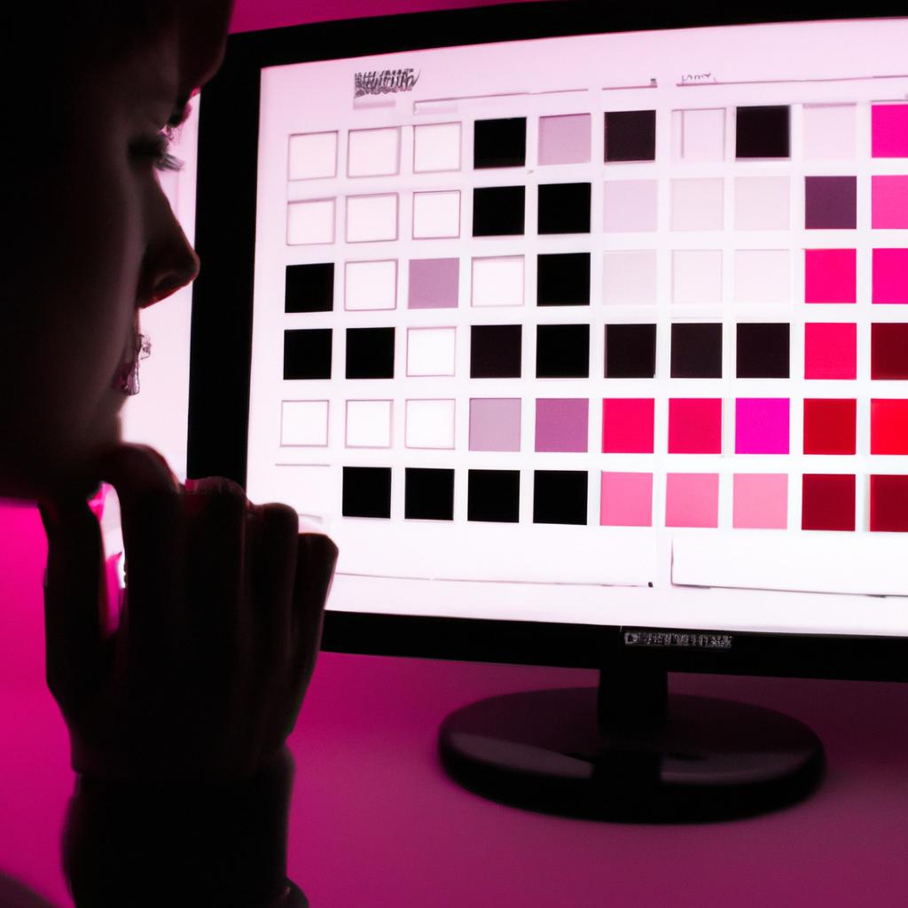 Person adjusting color scheme digitally