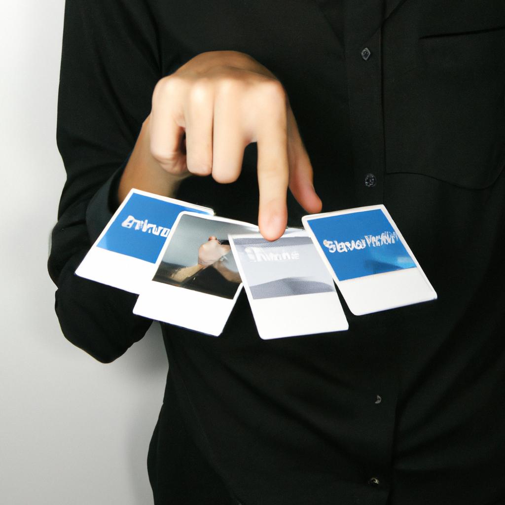 Person choosing virtual business card
