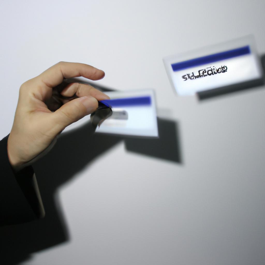 Person selecting virtual business card