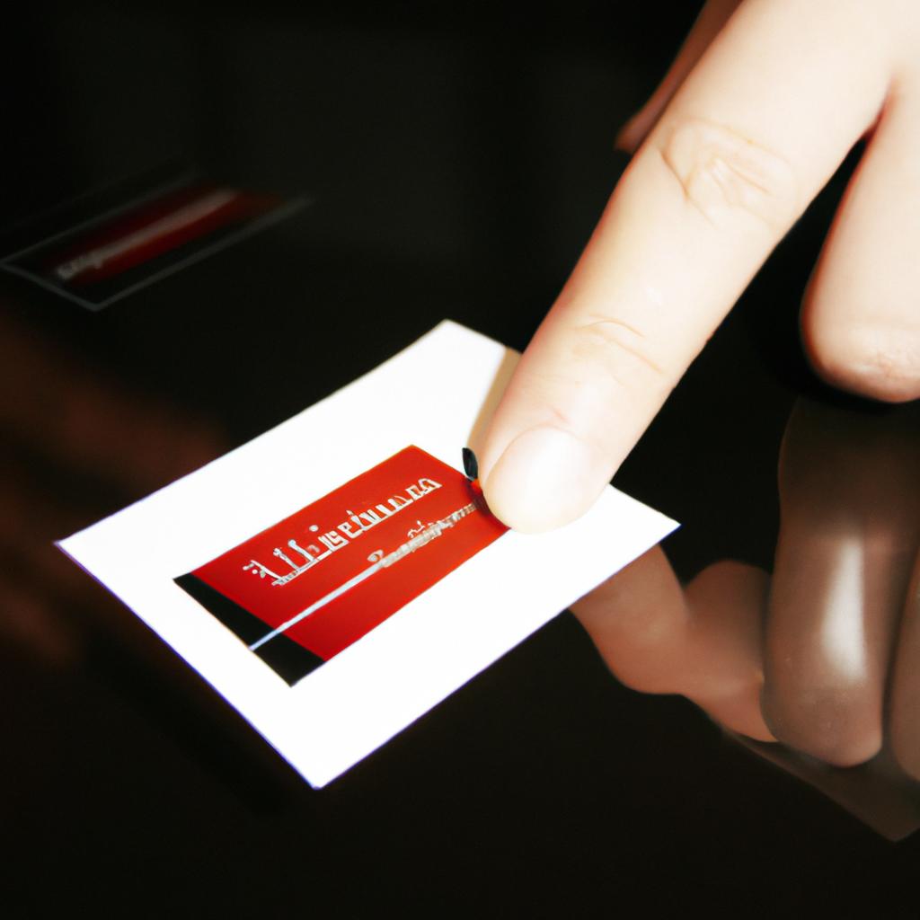 Person working on virtual business card