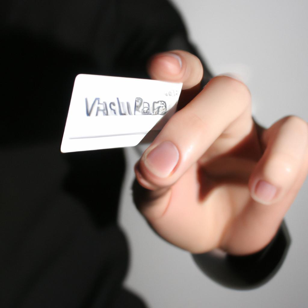 Person adjusting virtual business card