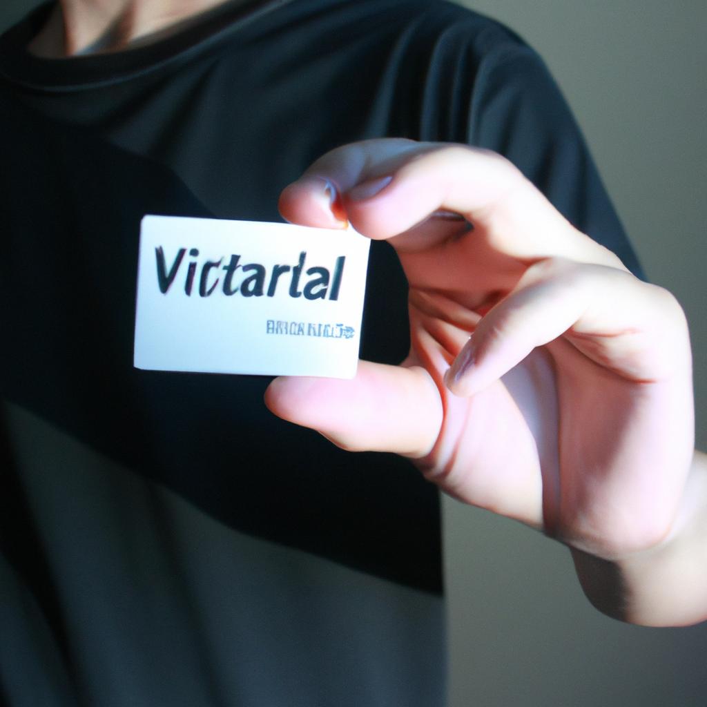 Person holding virtual business card